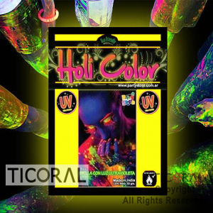 POLVO UV HOLI BRILLA CON LUZ UV COLOR AMARILLO PARA LANZAR X 50 GR. POLVO UV HOLI BRILLA CON LUZ UV COLOR AMARILLO PARA LANZAR X 50 GR.
